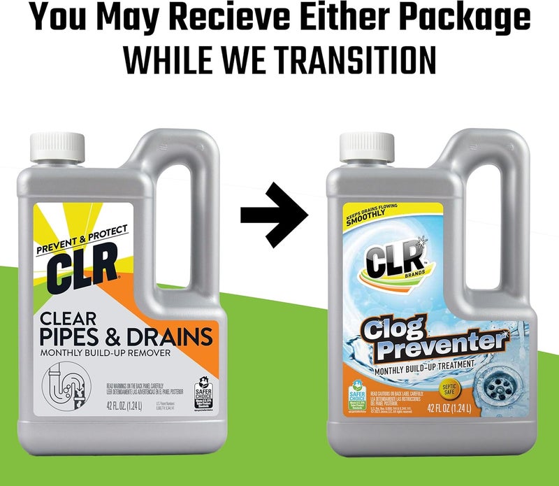 CLR Brands Clog Preventer Monthly Build Up Remover, 42 oz. Bottle, Drain Cleaner, Degrades Oils, Grease, Proteins and Fatty Acids, Safe for All Pipes and Septic Systems - Image 2